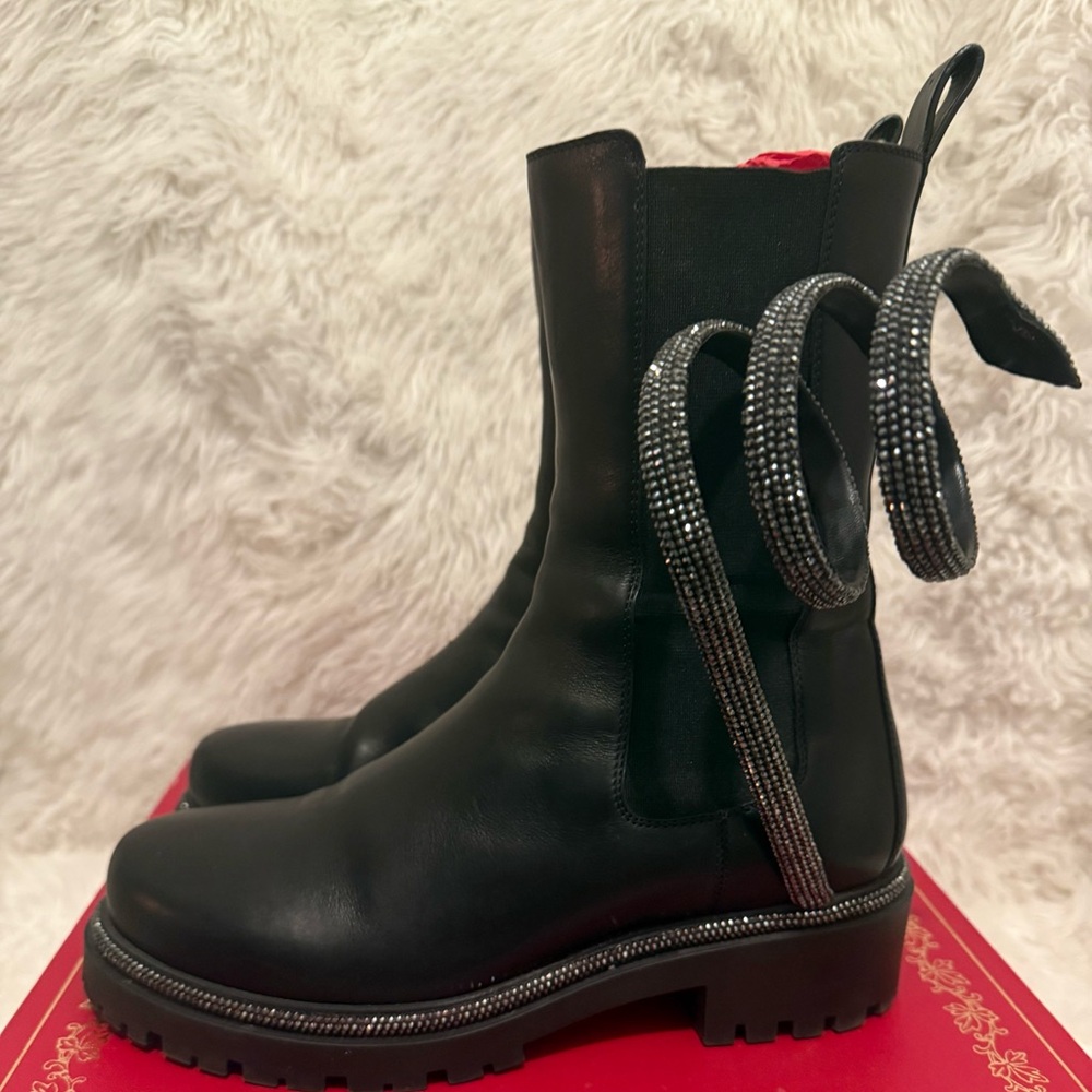 Rene Caovilla 
Black Calf/Jet Hermatite Strass Size 8.5
